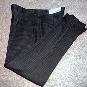 Talbots skinny ankle ponte legging button hem detail olive & black check